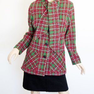 WOLSEY LOMBARDI Vintage Women Plaid Check Jacket Blazer Wool England Large